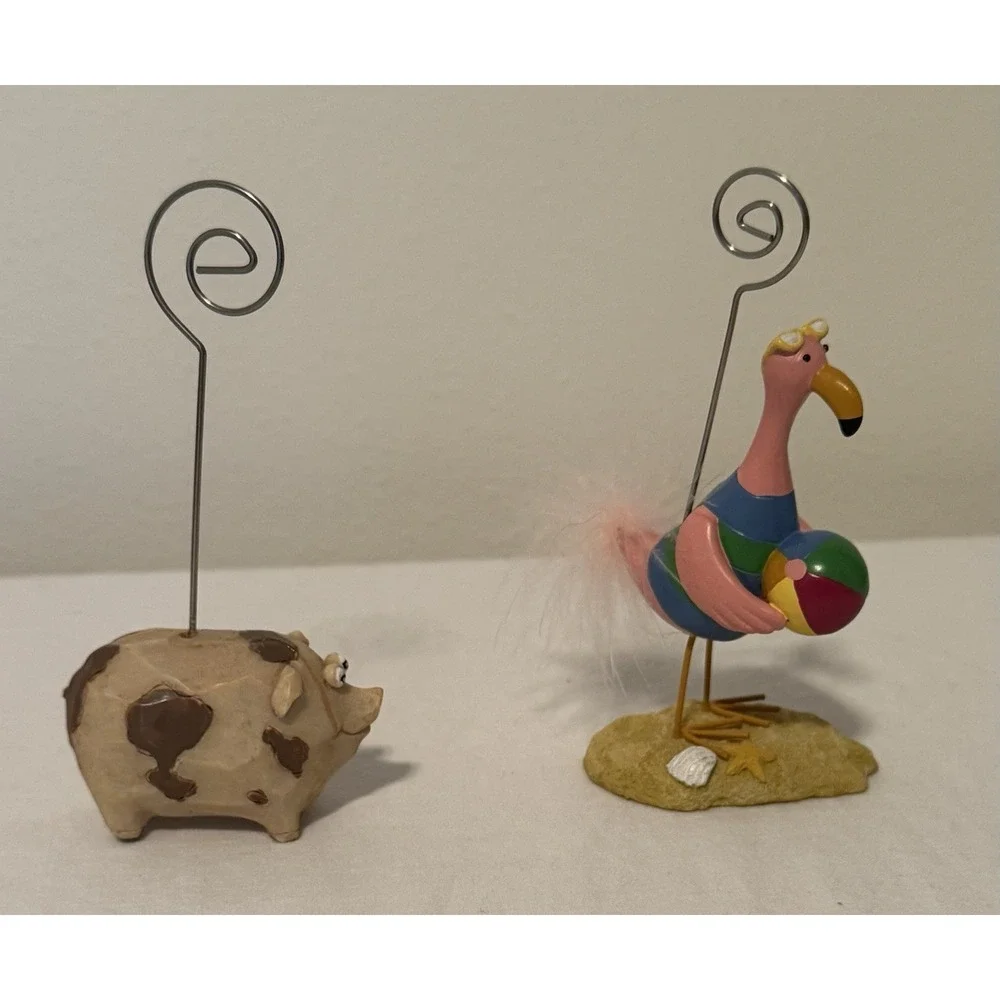 Set 7 Drink Photo Name Place Note Card Holders Animals Flamingo Pig‎ Dog Octopus
